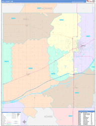 Hall County, NE Wall Map Color Cast Style 2023