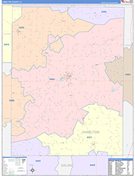 Hamilton County, IL Wall Map Color Cast Style 2026