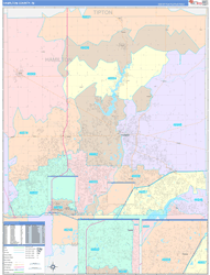 Hamilton County, IN Wall Map Color Cast Style 2024