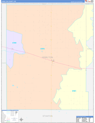 Hamilton County, KS Wall Map Color Cast Style 2024