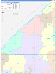 Hamilton County, NE Wall Map Color Cast Style 2023