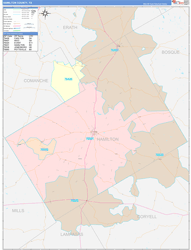 Hamilton County, TX Wall Map Color Cast Style 2024