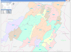 Hampshire County, WV Wall Map Color Cast Style 2024