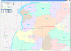 Hancock County, IL Wall Map Color Cast Style 2024