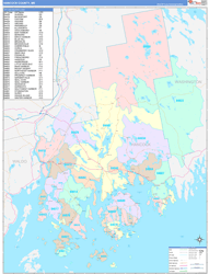Hancock County, ME Wall Map Color Cast Style 2024