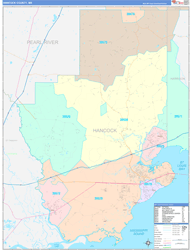 Hancock County, MS Wall Map Color Cast Style 2024