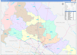 Hanover County, VA Wall Map Color Cast Style 2024