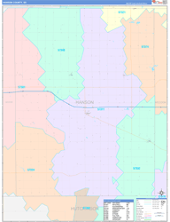 Hanson County, SD Wall Map Color Cast Style 2024