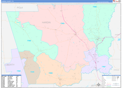 Hardin County, TX Wall Map Color Cast Style 2024