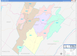 Hardy County, WV Wall Map Color Cast Style 2024