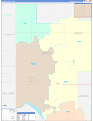 Harmon County, OK Wall Map Color Cast Style 2024