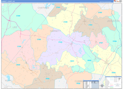 Harnett County, NC Wall Map Color Cast Style 2024