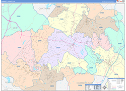 Harnett County, NC Wall Map Color Cast Style 2026