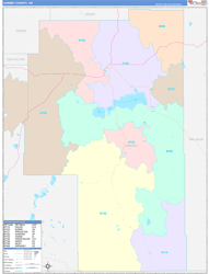 Harney County, OR Wall Map Color Cast Style 2024