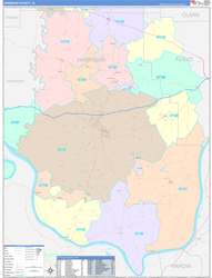 Harrison County, IN Wall Map Color Cast Style 2024