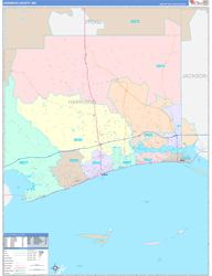 Harrison County, MS Wall Map Color Cast Style 2024