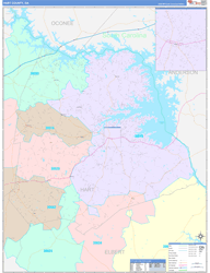 Hart County, GA Wall Map Color Cast Style 2024