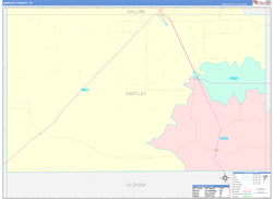 Hartley County, TX Wall Map Color Cast Style 2024
