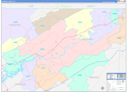Hawkins County, TN Wall Map Color Cast Style 2024