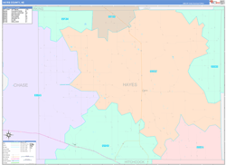 Hayes County, NE Wall Map Color Cast Style 2023