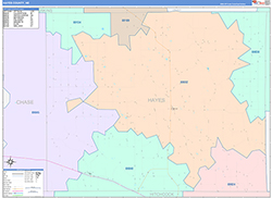 Hayes County, NE Wall Map Color Cast Style 2026