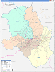 Haywood County, NC Wall Map Color Cast Style 2026