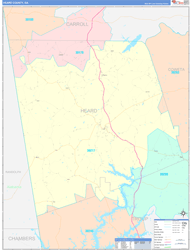Heard County, GA Wall Map Color Cast Style 2024
