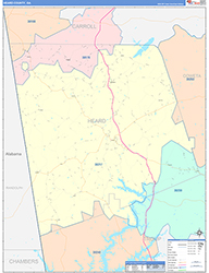 Heard County, GA Wall Map Color Cast Style 2026