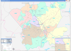 Henderson County, NC Wall Map Color Cast Style 2024