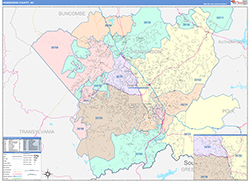 Henderson County, NC Wall Map Color Cast Style 2026