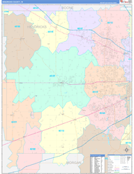Hendricks County, IN Wall Map Color Cast Style 2024