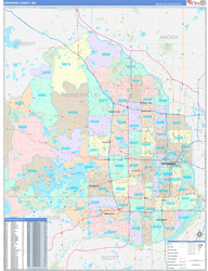 Hennepin County, MN Wall Map Color Cast Style 2024