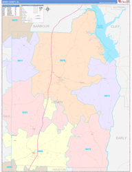 Henry County, AL Wall Map Color Cast Style 2024