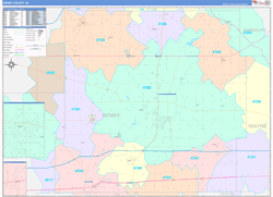 Henry County, IN Wall Map Color Cast Style 2024