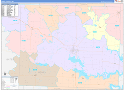 Henry County, MO Wall Map Color Cast Style 2024
