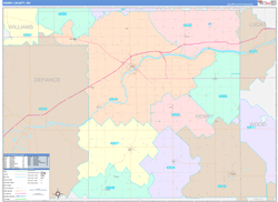 Henry County, OH Wall Map Color Cast Style 2024