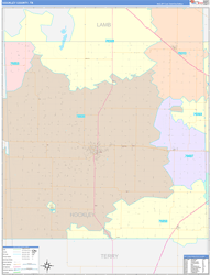 Hockley County, TX Wall Map Color Cast Style 2024