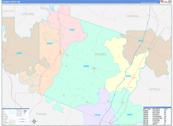 Holmes County, MS Wall Map Color Cast Style 2024
