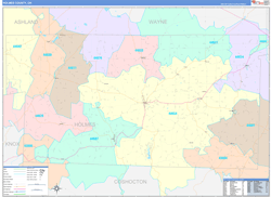 Holmes County, OH Wall Map Color Cast Style 2024