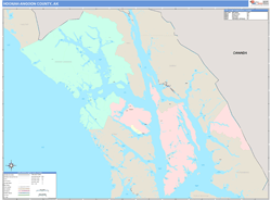 Hoonah-AngoonBorough (County), AK Wall Map Color Cast Style 2024