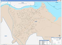 Hopewell County, VA Wall Map Color Cast Style 2026