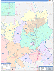 Hopkins County, KY Wall Map Color Cast Style 2026