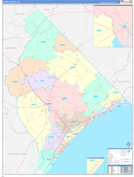 Horry County, SC Wall Map Color Cast Style 2024