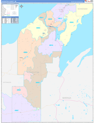 Houghton County, MI Wall Map Color Cast Style 2024