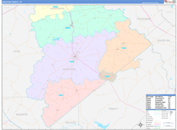 Houston County, TX Wall Map Color Cast Style 2024
