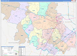 Howard County, MD Wall Map Color Cast Style 2026