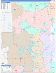 Hubbard County, MN Wall Map Color Cast Style 2026