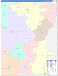Hughes County, OK Wall Map Color Cast Style 2024