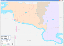 Hughes County, SD Wall Map Color Cast Style 2024