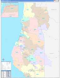 Humboldt County, CA Wall Map Color Cast Style 2024